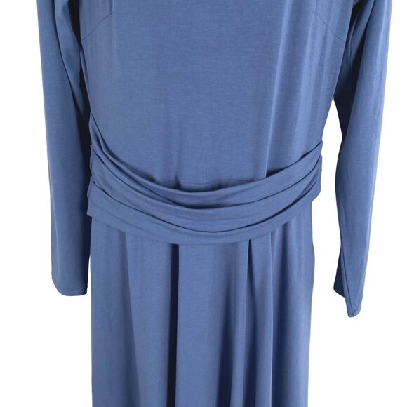 Betabrand Dress Large Blue Long Sleeve Solid Rayon Blend Stretch DR-1324 - Picture 4 of 9